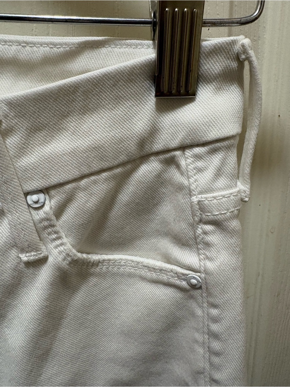 MOTHER The Looker Ankle Fray Jeans Glass Slipper White Raw Hem Skinny Size 25 - Picture 10 of 16